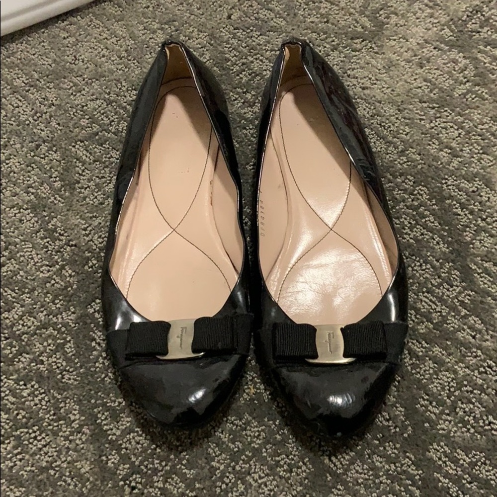 salvatore ferragamo varina flats black 10.5